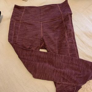 Full-length maroon Athleta leggings